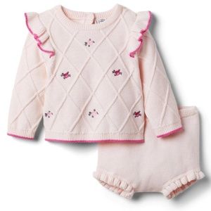 Janie & jack Pink Floral SWEATER MATCHING SET